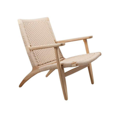 Reproduction Cavo, fauteuil, en bois et en chanvre naturel, naturel