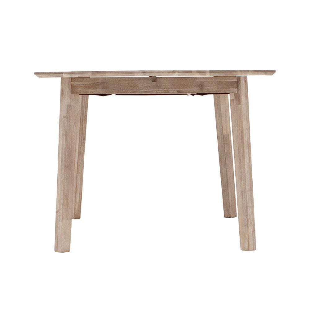 Polyvalence Gia : Table à dîner moderne, rétro, bois d'acacia massif. Design contemporain, texture acier brossé, polyvalence esthétique pour toutes les salles à manger.