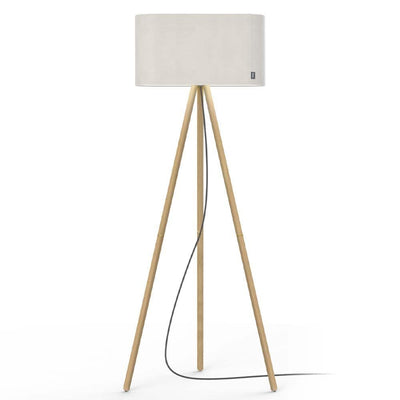 Pablo Designs Belmont, lampe sur pied avec un trépied, en tissu et bois, blanc, chêne