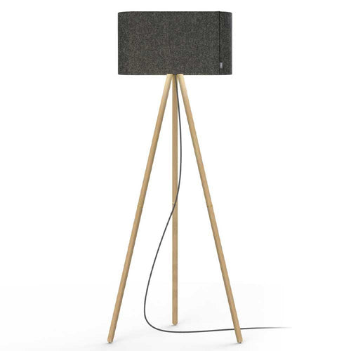 Pablo Designs Belmont, lampe sur pied avec un trépied, en tissu et bois, charbon, chêne