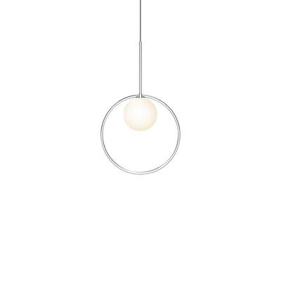 Pablo Designs Bola Halo, lampe suspendue avec un anneau, en verre et aluminium, 12ʼʼ, chrome 