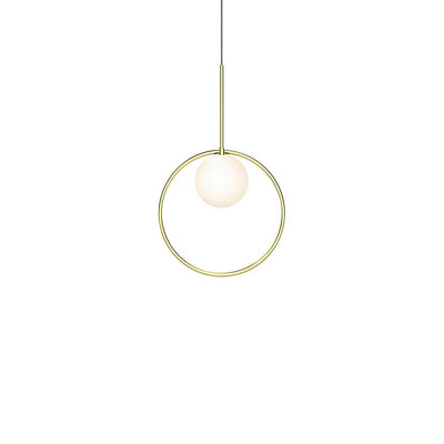 Pablo Designs Bola Halo, lampe suspendue avec un anneau, en verre et aluminium, 12ʼʼ, laiton 