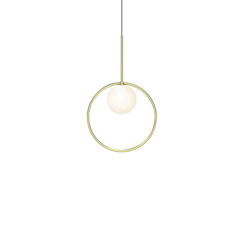 Pablo Designs Bola Halo, lampe suspendue avec un anneau, en verre et aluminium, 12ʼʼ, laiton 