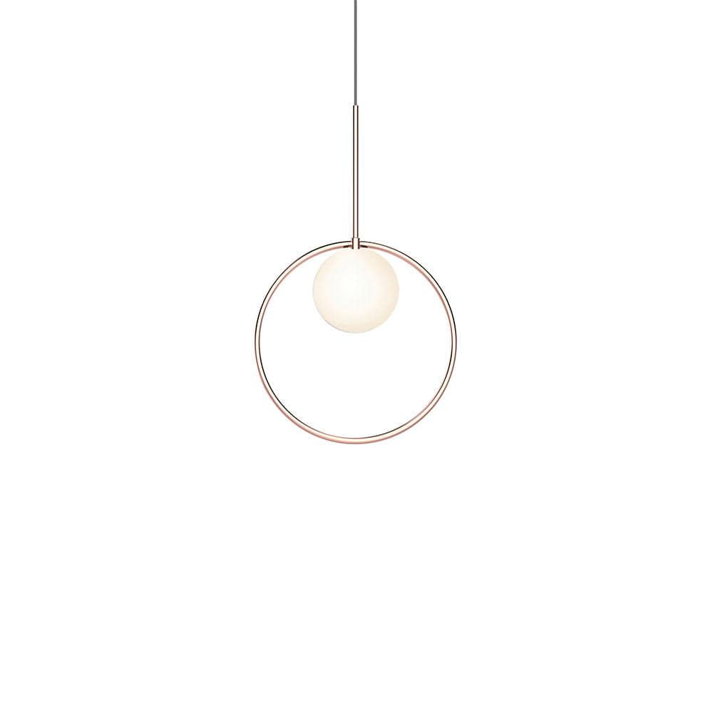 Pablo Designs Bola Halo, lampe suspendue avec un anneau, en verre et aluminium, 12ʼʼ, or rose 