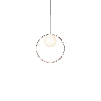Pablo Designs Bola Halo, lampe suspendue avec un anneau, en verre et aluminium, 12ʼʼ, or rose 