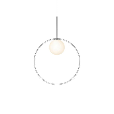 Pablo Designs Bola Halo, lampe suspendue avec un anneau, en verre et aluminium, 18ʼʼ, chrome 