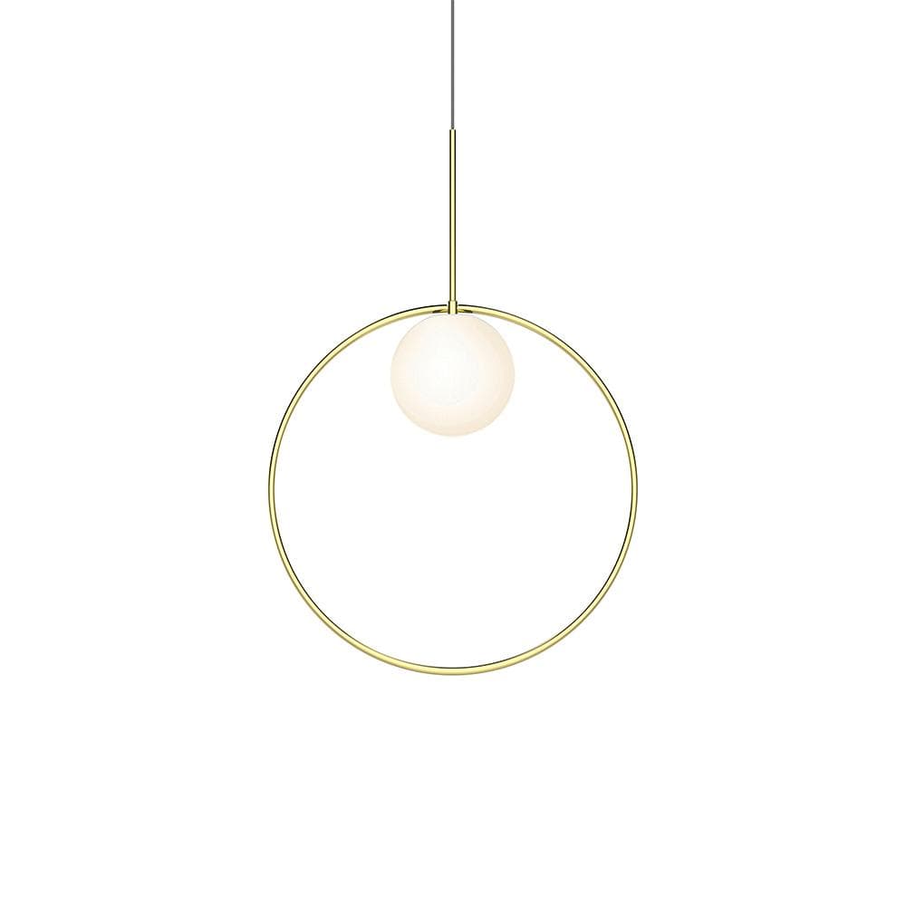 Pablo Designs Bola Halo, lampe suspendue avec un anneau, en verre et aluminium, 18ʼʼ, laiton 