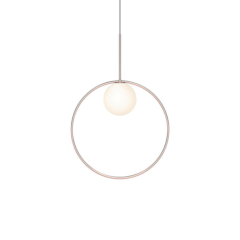 Pablo Designs Bola Halo, lampe suspendue avec un anneau, en verre et aluminium, 18ʼʼ, or rose 