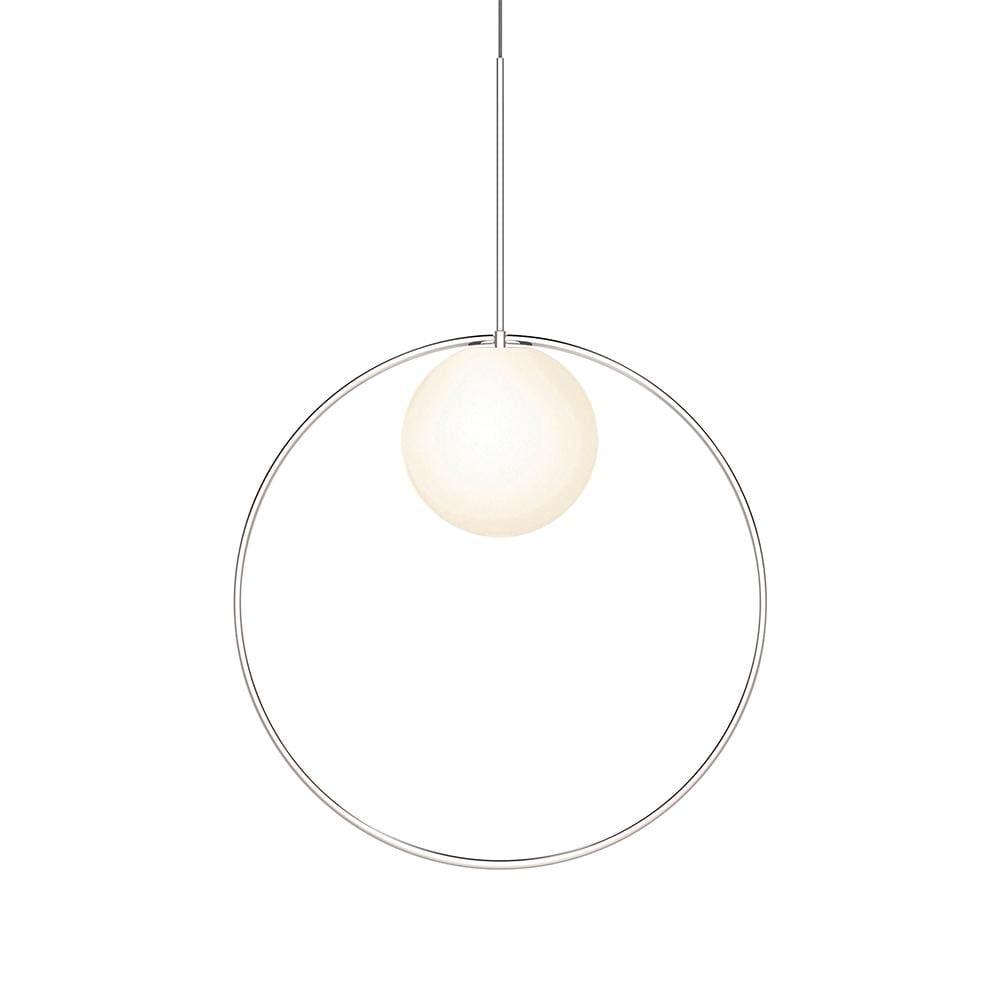 Pablo Designs Bola Halo, lampe suspendue avec un anneau, en verre et aluminium, 22ʼʼ, chrome 