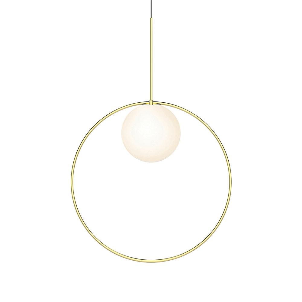 Pablo Designs Bola Halo, lampe suspendue avec un anneau, en verre et aluminium, 22ʼʼ, laiton 