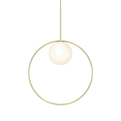 Pablo Designs Bola Halo, lampe suspendue avec un anneau, en verre et aluminium, 22ʼʼ, laiton 