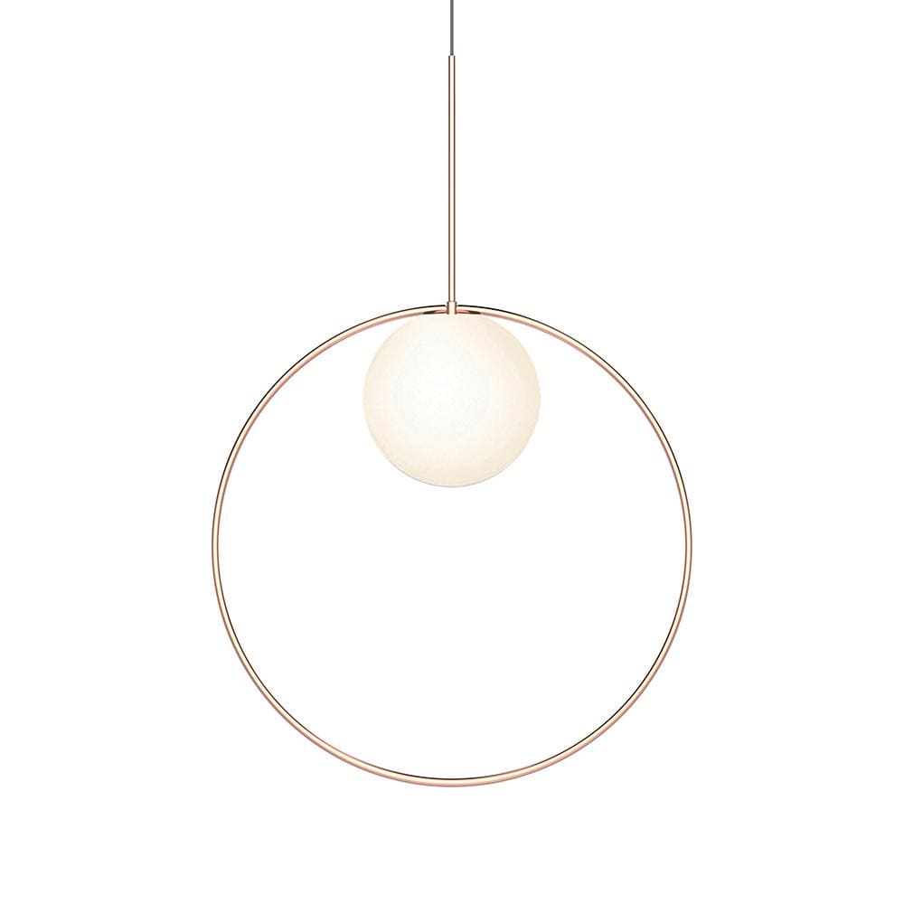 Pablo Designs Bola Halo, lampe suspendue avec un anneau, en verre et aluminium, 22ʼʼ, or rose 
