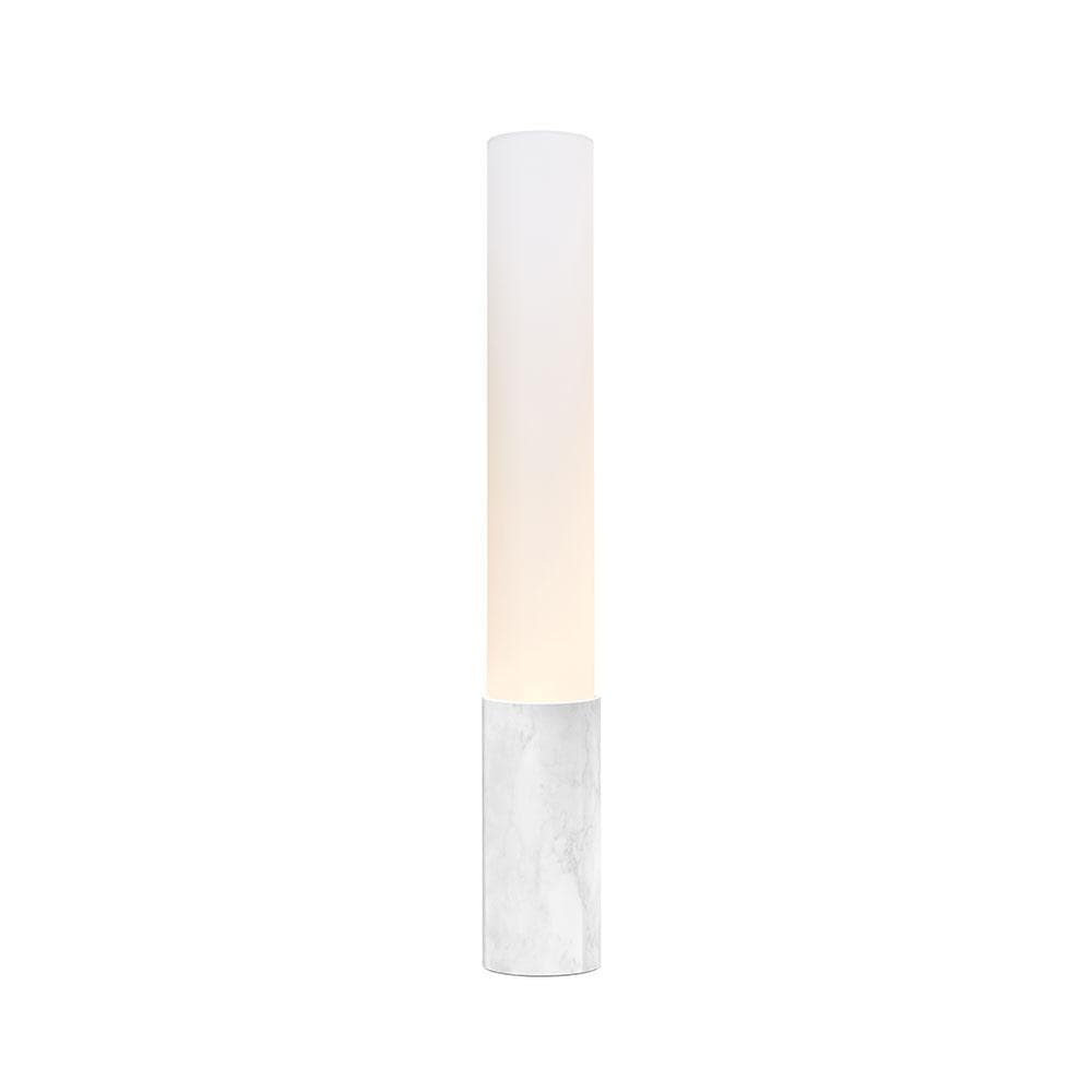 Pablo Designs Elise, lampe sur pied en forme de cylindre, en marbre et PMMA, marbre blanc, 32ʼʼ