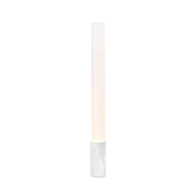 Pablo Designs Elise, lampe sur pied en forme de cylindre, en marbre et PMMA, marbre blanc, 48ʼʼ