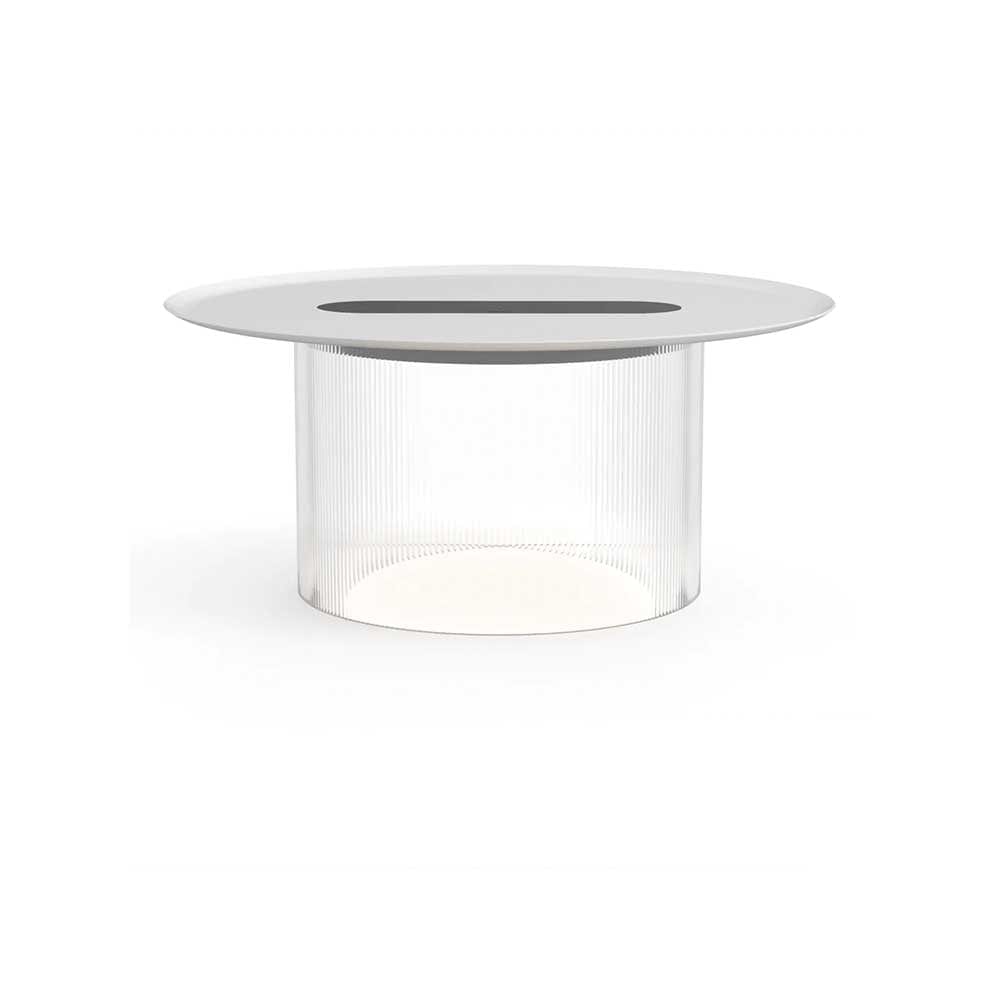 Pablo Designs Carousel, lampe de table en acrylique avec un plateau rechargeant les appareils électroniques, transparent, blanc, 16, grand