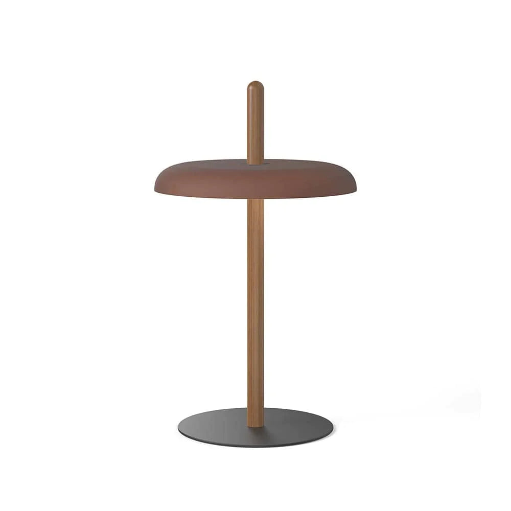 Pablo Designs Nivél, lampe de table avec l'abat-jour à hauteur réglable et portable, en bois et métal, espresso, noyer