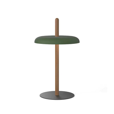 Pablo Designs Nivél, lampe de table avec l'abat-jour à hauteur réglable et portable, en bois et métal, vert forêt, noyer