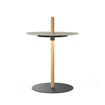 Pablo Designs Nivél Pedestal, lampe de table avec l'abat-jour à hauteur réglable et portable, en bois et métal, blanc, chêne