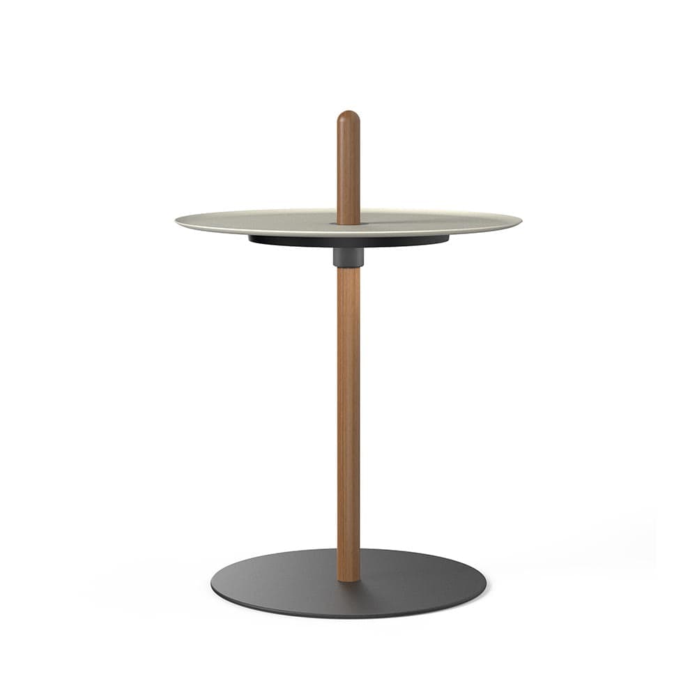 Pablo Designs Nivél Pedestal, lampe de table avec l'abat-jour à hauteur réglable et portable, en bois et métal, blanc, noyer