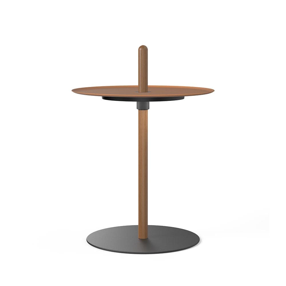 Pablo Designs Nivél Pedestal, lampe de table avec l'abat-jour à hauteur réglable et portable, en bois et métal, terracotta, noyer