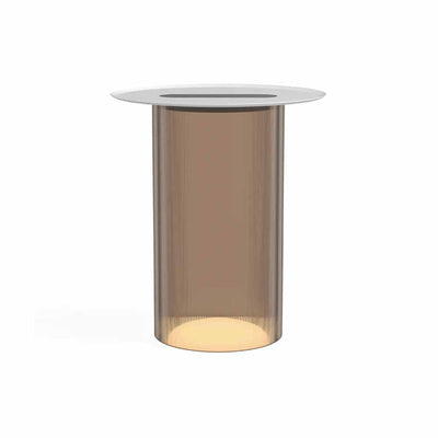 Pablo Designs Carousel, lampe sur pied en acrylique avec un plateau rechargeant les appareils électroniques, bronze, blanc
