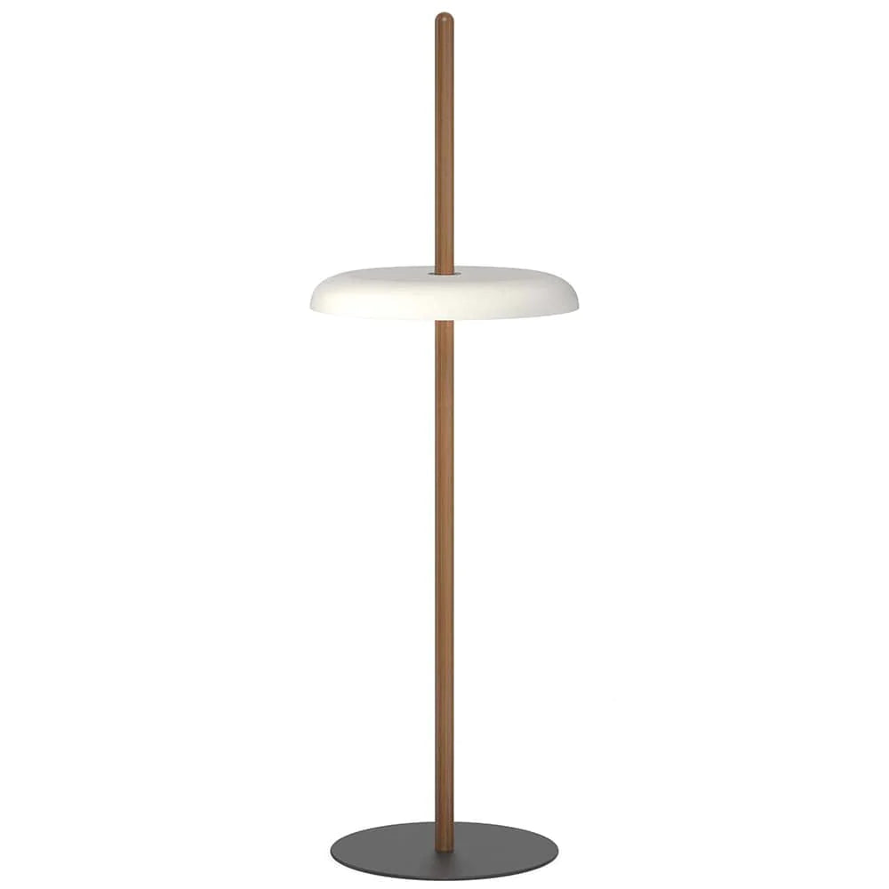 Pablo Designs Nivél, lampe sur pied avec l'abat-jour à hauteur réglable et portable, en bois et métal, blanc, noyer