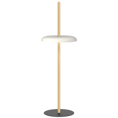 Pablo Designs Nivél, lampe sur pied avec l'abat-jour à hauteur réglable et portable, en bois et métal, blanc, chêne
