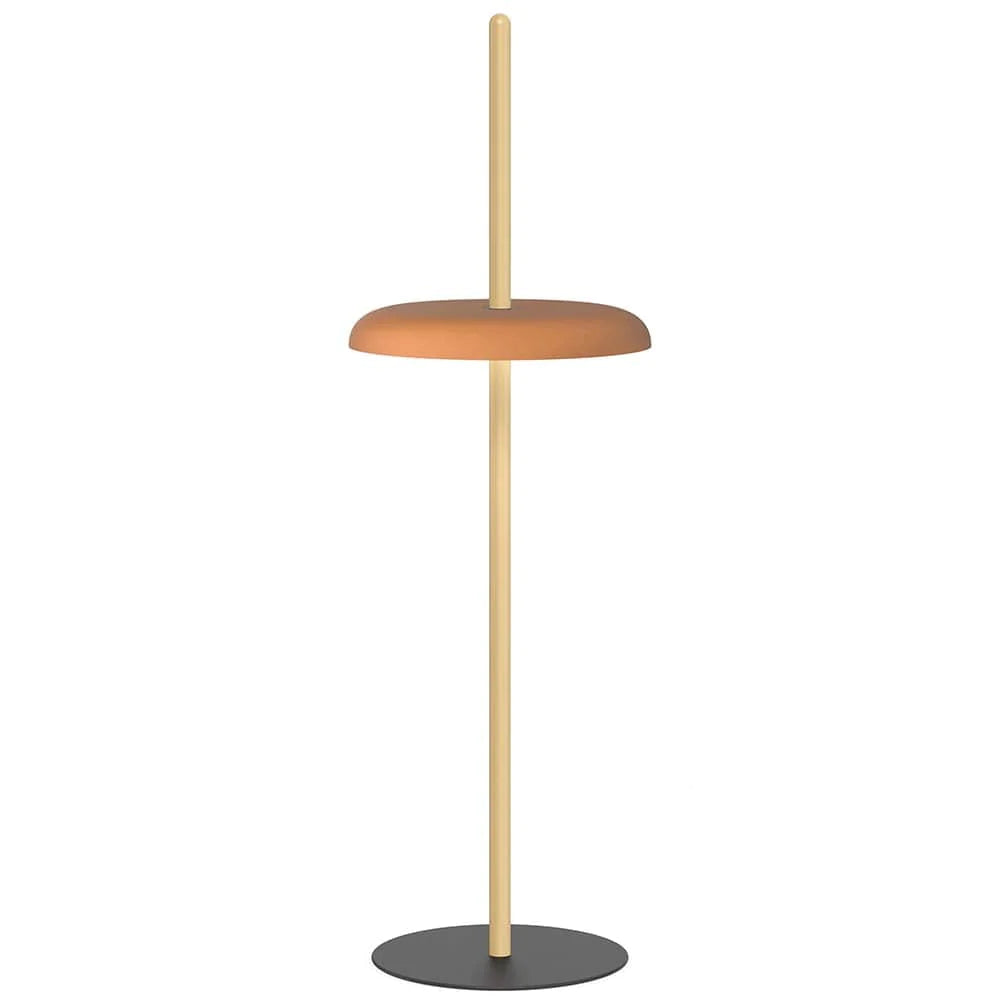 Pablo Designs Nivél, lampe sur pied avec l'abat-jour à hauteur réglable et portable, en bois et métal, terracotta, chêne