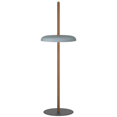 Pablo Designs Nivél, lampe sur pied avec l'abat-jour à hauteur réglable et portable, en bois et métal, bleu ardoise, noyer