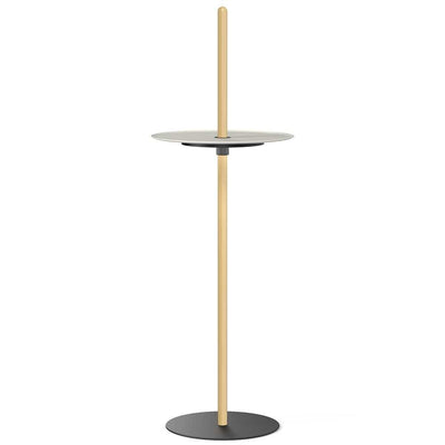 Pablo Designs Nivél Pedestal, lampe sur pied avec l'abat-jour à hauteur réglable et portable, en bois et métal, blanc, chêne