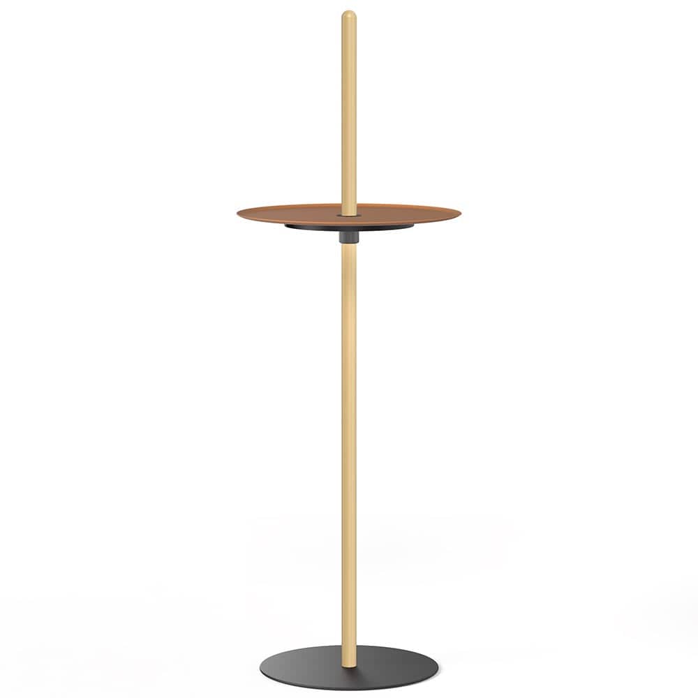 Pablo Designs Nivél Pedestal, lampe sur pied avec l'abat-jour à hauteur réglable et portable, en bois et métal, terracotta, chêne