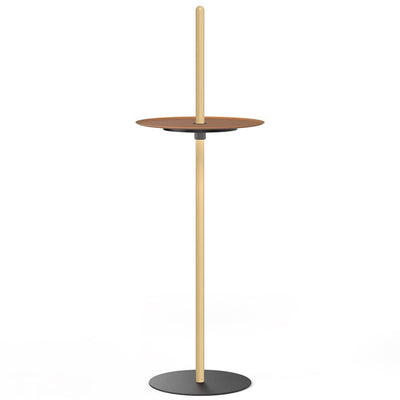 Pablo Designs Nivél Pedestal, lampe sur pied avec l'abat-jour à hauteur réglable et portable, en bois et métal, terracotta, chêne