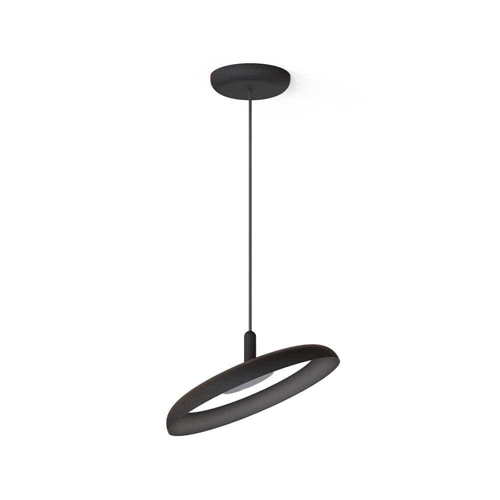 Pablo Designs Nivel, lampe suspendue LED ronde, en acier ou aluminium, noir texturé
