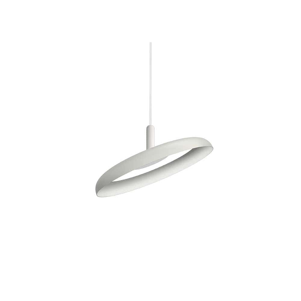 Pablo Designs Nivel, lampe suspendue LED ronde, en acier ou aluminium, blanc mat, 15ʼʼ, blanc