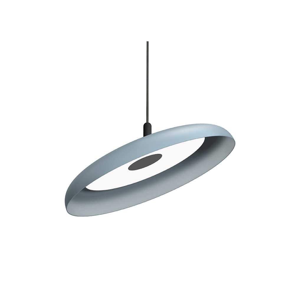Pablo Designs Nivel, lampe suspendue LED ronde, en acier ou aluminium, bleu ardoise, 22ʼʼ, noir