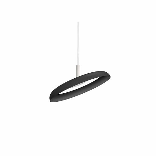 Pablo Designs Nivel, lampe suspendue LED ronde, en acier ou aluminium, noir texturé, 15ʼʼ, blanc