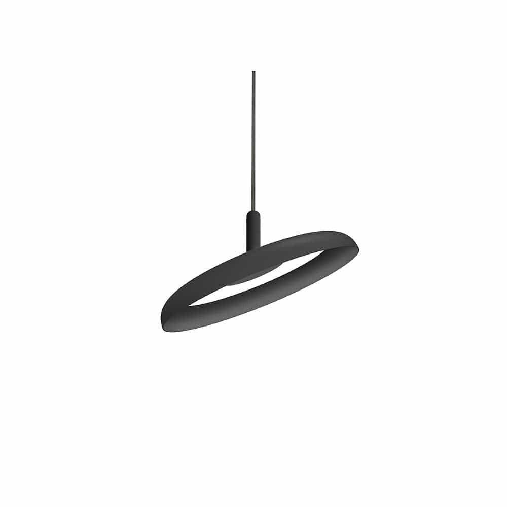 Pablo Designs Nivel, lampe suspendue LED ronde, en acier ou aluminium, noir texturé, 15ʼʼ, noir