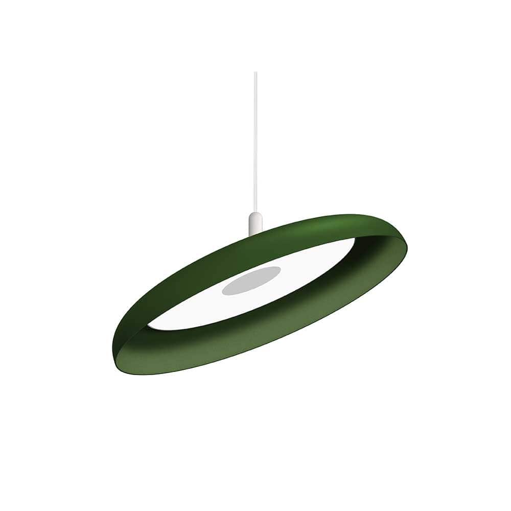 Pablo Designs Nivel, lampe suspendue LED ronde, en acier ou aluminium, vert forêt, 22ʼʼ, blanc