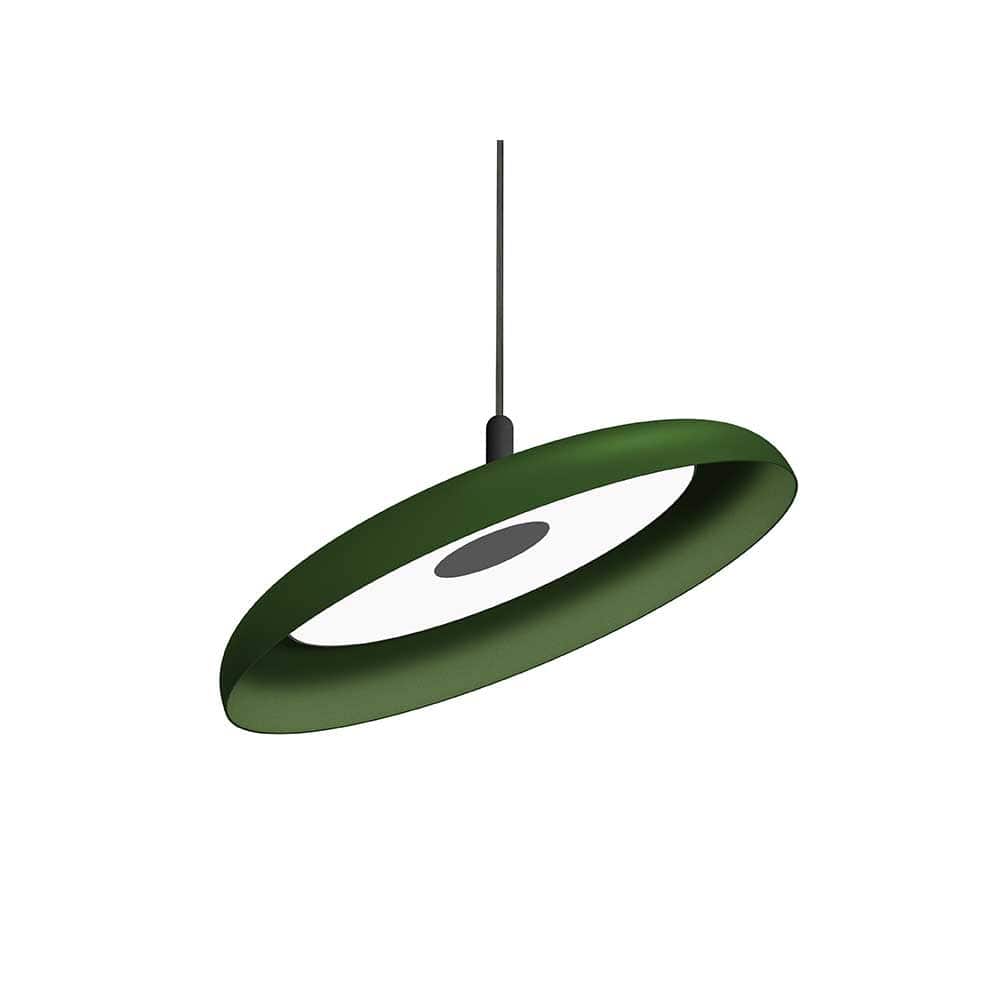 Pablo Designs Nivel, lampe suspendue LED ronde, en acier ou aluminium, vert forêt, 22ʼʼ, noir
