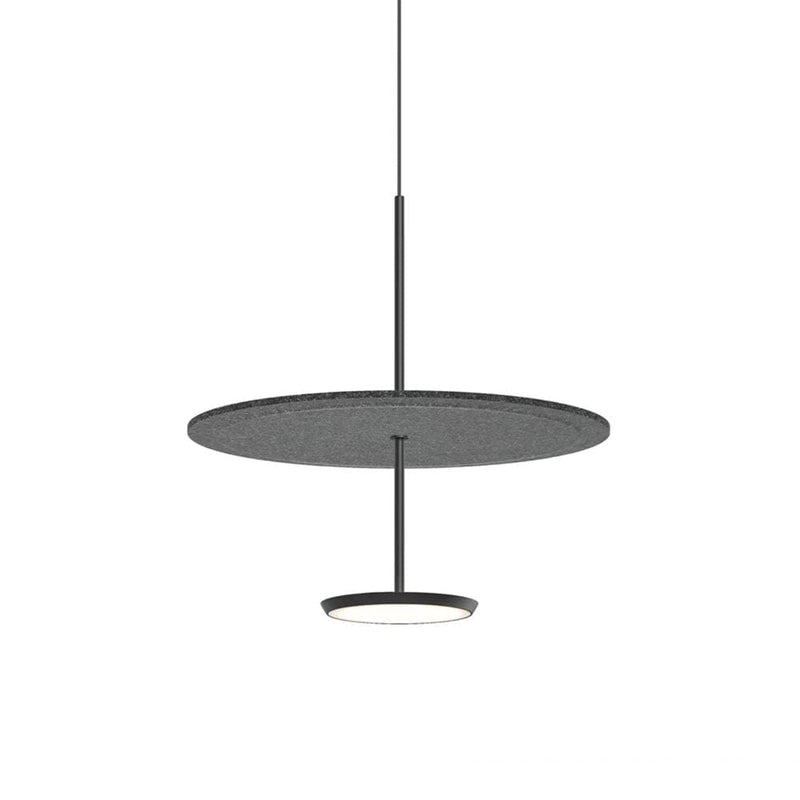Pablo Designs Sky Sound, lampe suspendue LED avec une abat-jour en forme de disque, en feutre, graphite, noir, 18ʼʼ