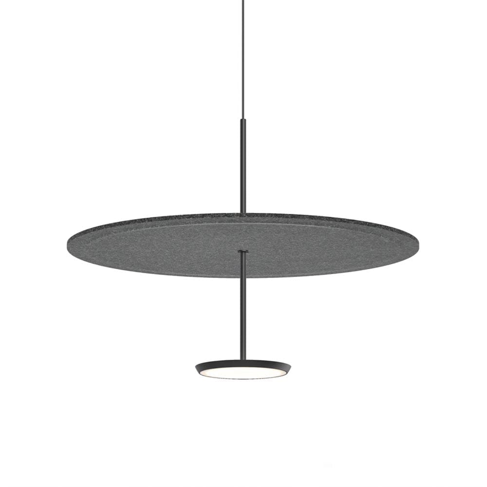 Pablo Designs Sky Sound, lampe suspendue LED avec une abat-jour en forme de disque, en feutre, graphite, noir, 24ʼʼ