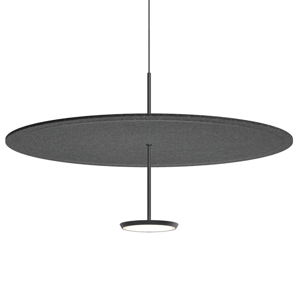 Pablo Designs Sky Sound, lampe suspendue LED avec une abat-jour en forme de disque, en feutre, graphite, noir, 32ʼʼ