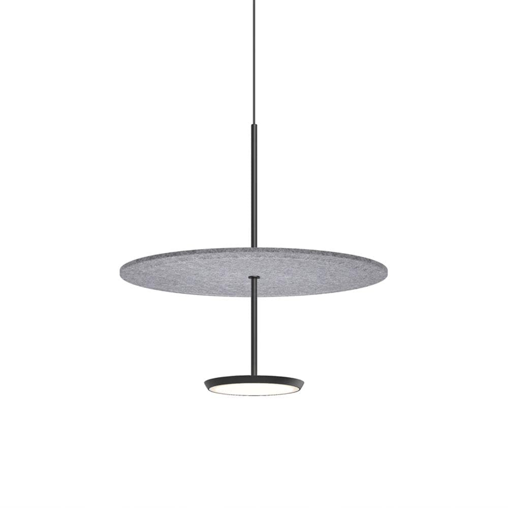 Pablo Designs Sky Sound, lampe suspendue LED avec une abat-jour en forme de disque, en feutre, gris, noir, 18ʼʼ