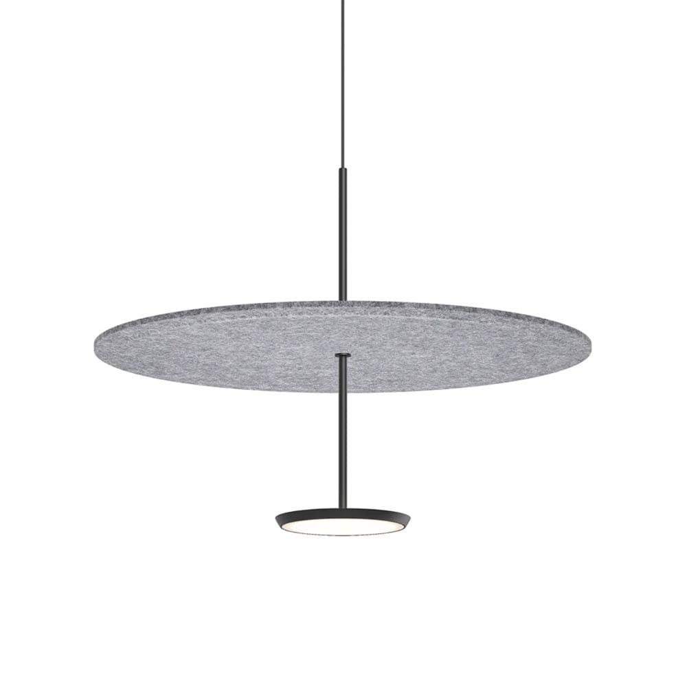 Pablo Designs Sky Sound, lampe suspendue LED avec une abat-jour en forme de disque, en feutre, gris, noir, 24ʼʼ
