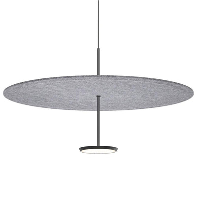Pablo Designs Sky Sound, lampe suspendue LED avec une abat-jour en forme de disque, en feutre, gris, noir, 32ʼʼ