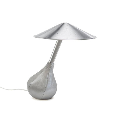 Pablo Designs Piccola, lampe de table avec une base en cuir, en aluminium, argent