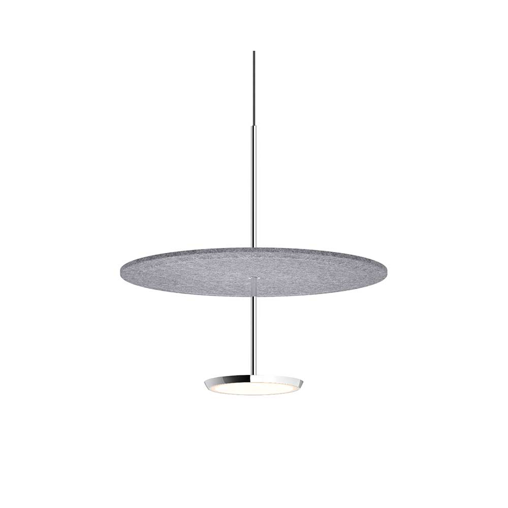 Pablo Designs Sky Sound, lampe suspendue LED avec une abat-jour en forme de disque, en feutre, gris, alu, 18ʼʼ