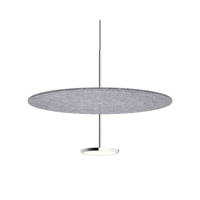 Pablo Designs Sky Sound, lampe suspendue LED avec une abat-jour en forme de disque, en feutre, gris, alu, 24ʼʼ