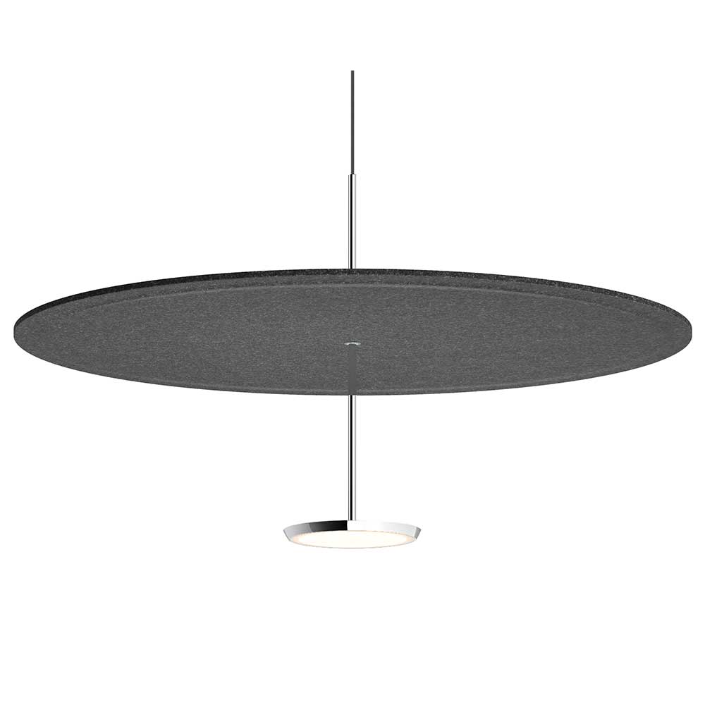 Pablo Designs Sky Sound, lampe suspendue LED avec une abat-jour en forme de disque, en feutre, graphite, alu, 32ʼʼ
