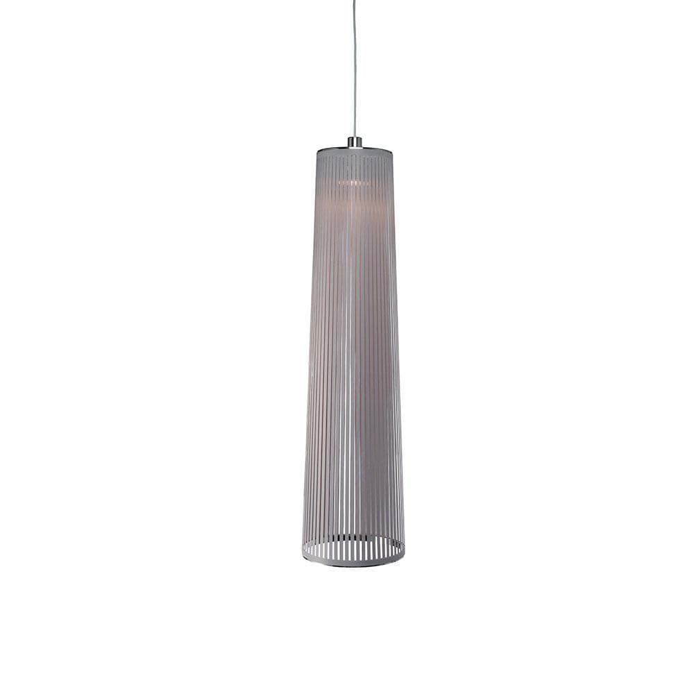 Pablo Designs Solis, lampe suspendue LED avec des lamelles de tissu, en aluminium, argent, 48ʼʼ